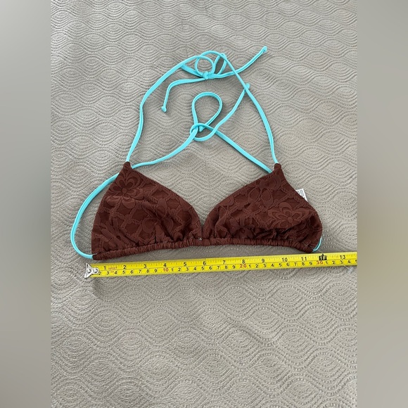 🆕 Free People Michelle Brown and Blue Women's Bikini top size X large - Picture 11 of 11
